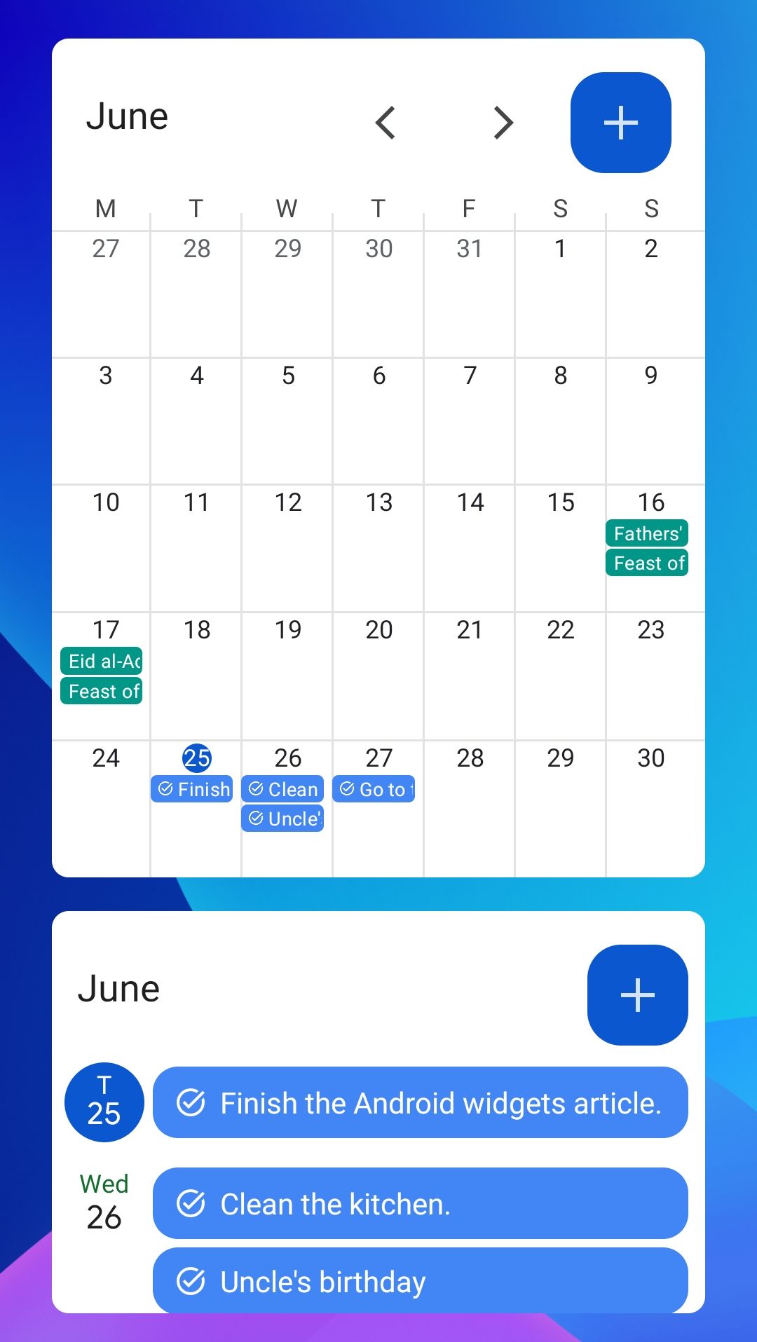 Google Calendar Widget.