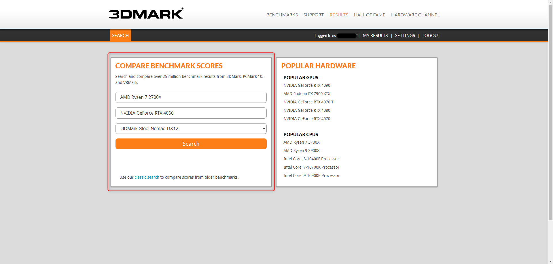 Entering PC specs in 3DMark.