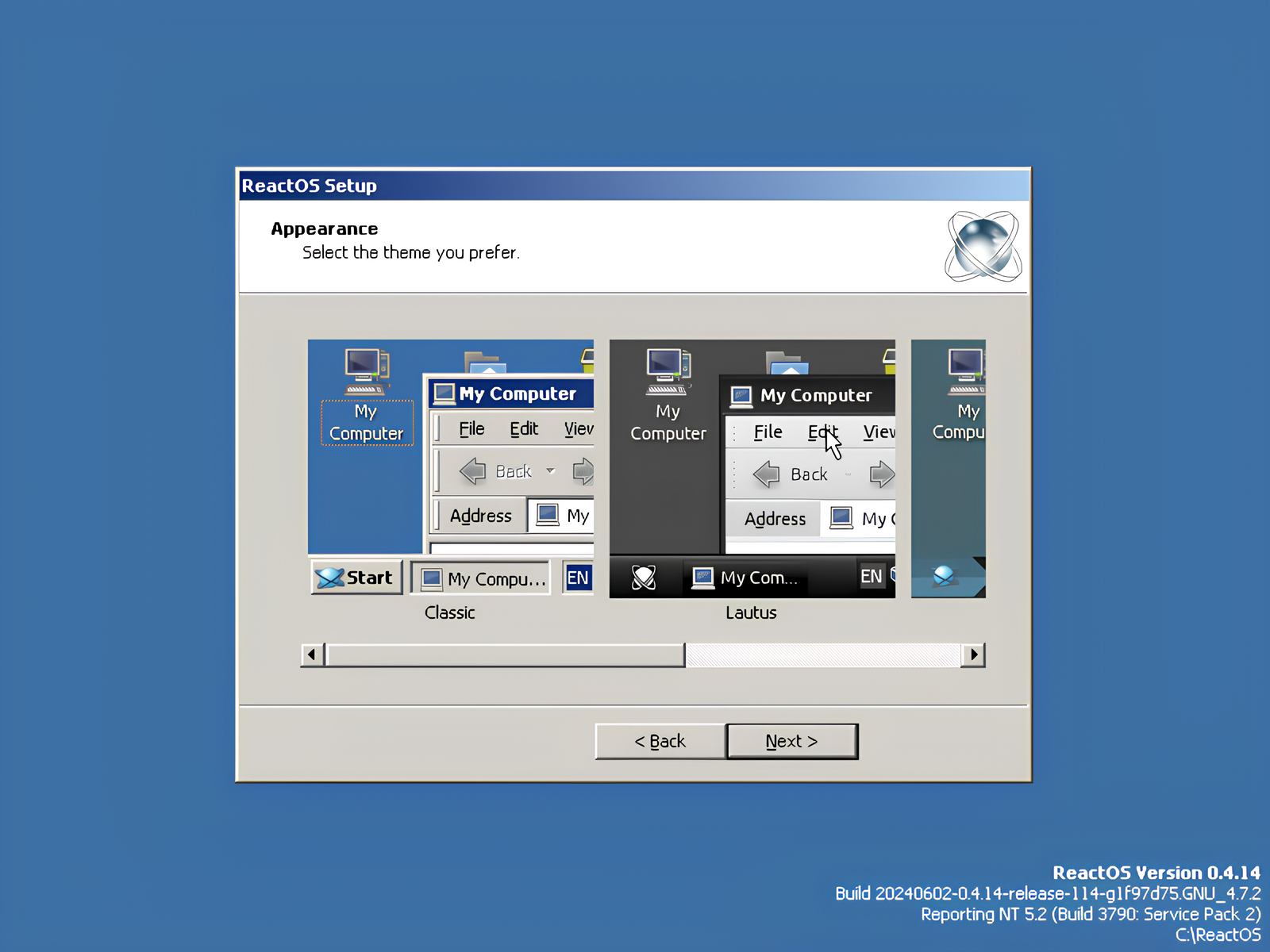 ReactOS themes.