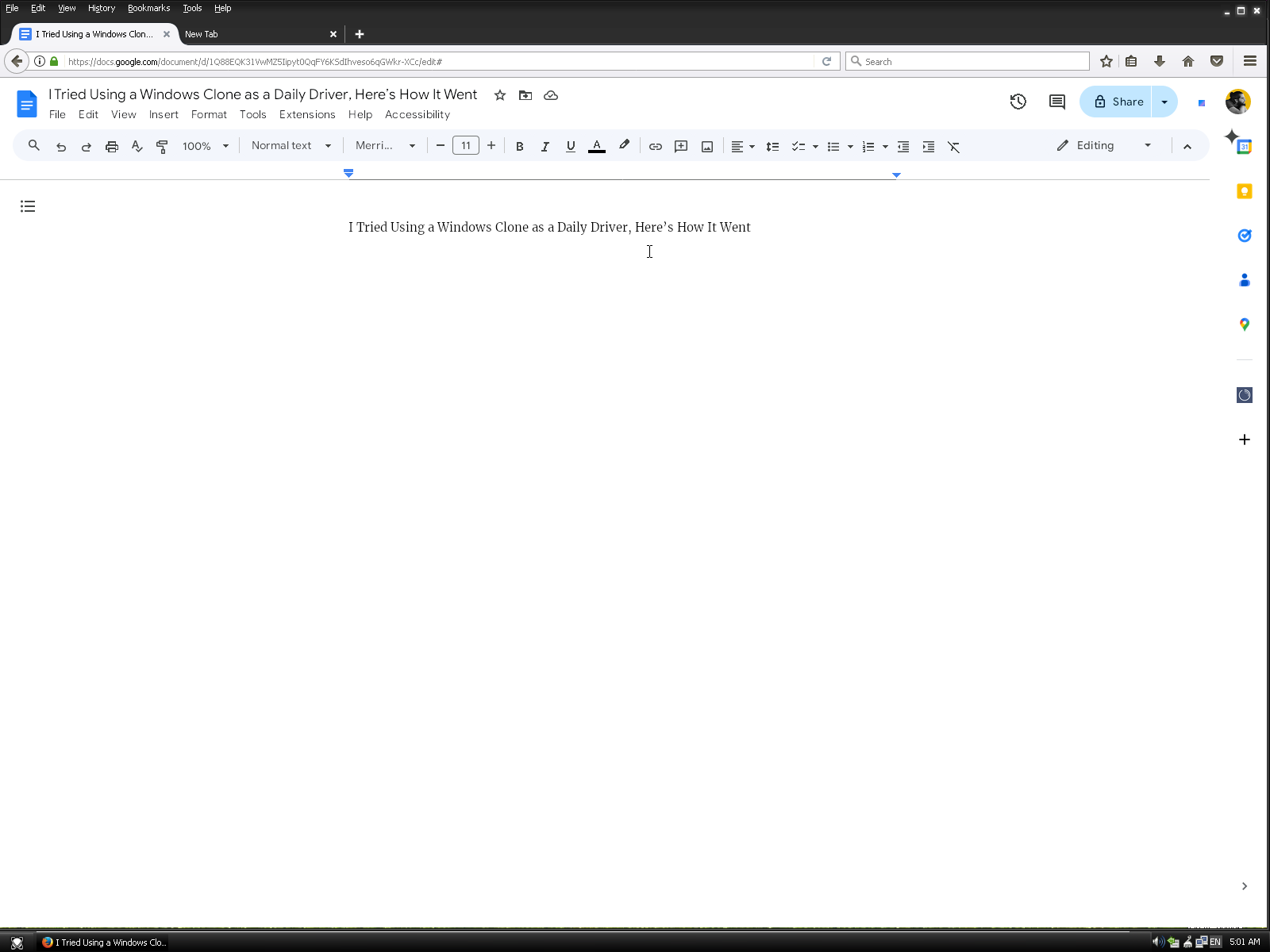 Running Google Docs in Firefox.