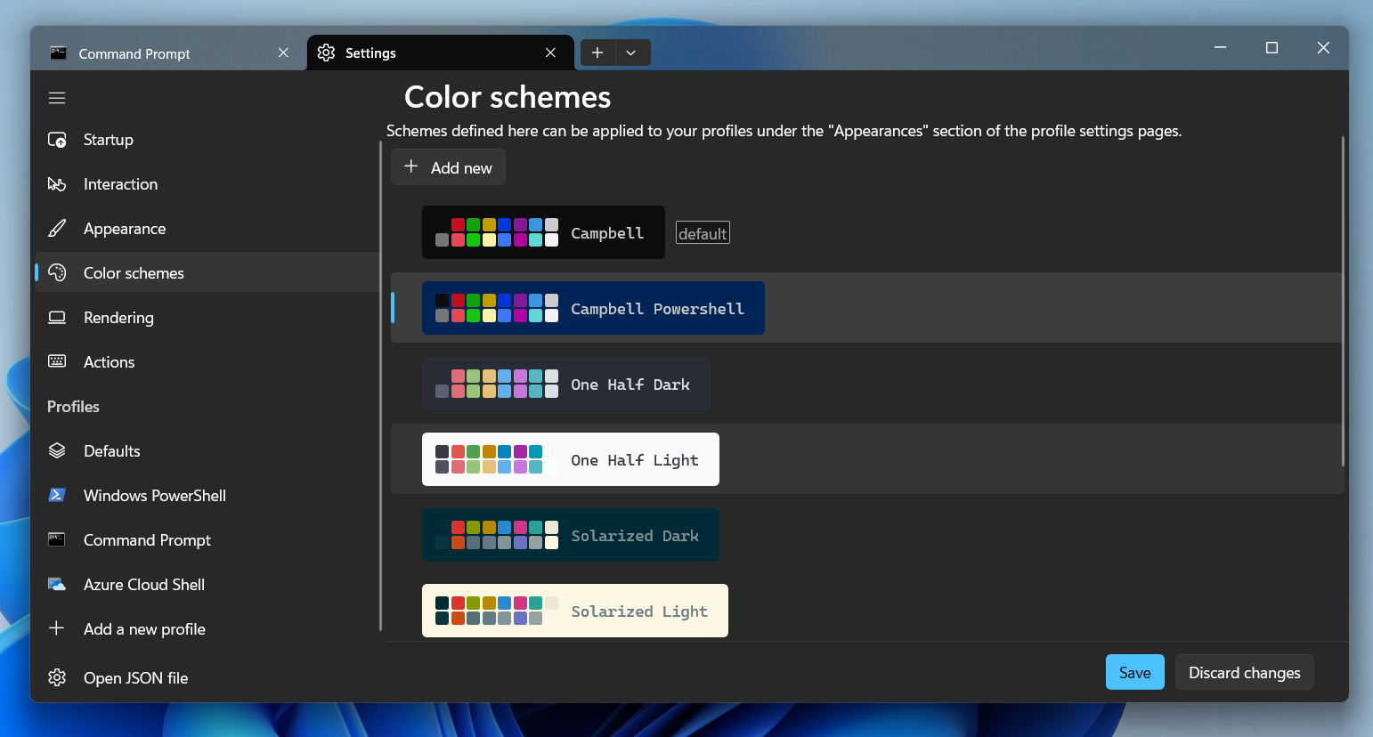 Windows Terminal color schemes