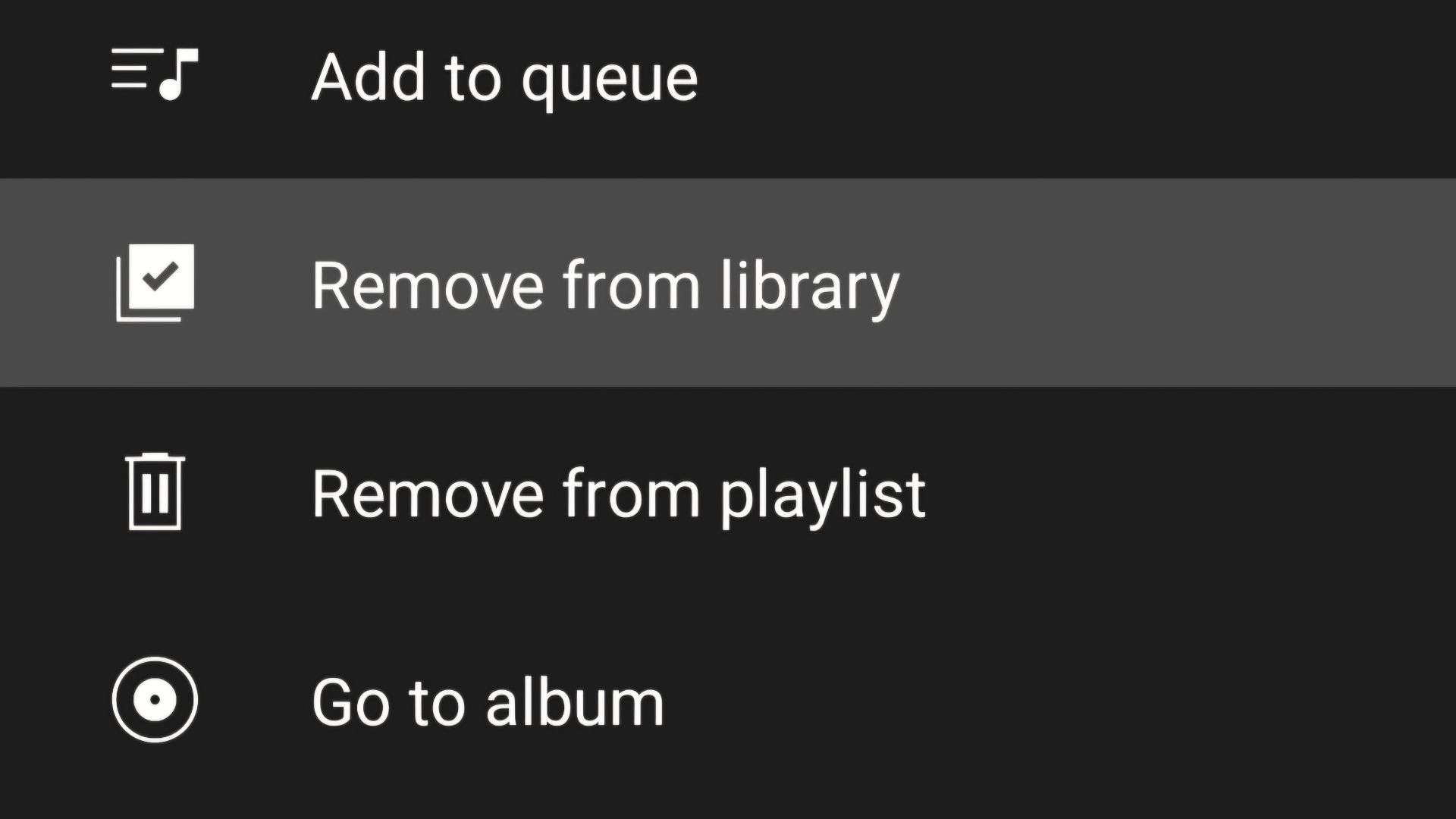 Removing song from YouTube Music library. 