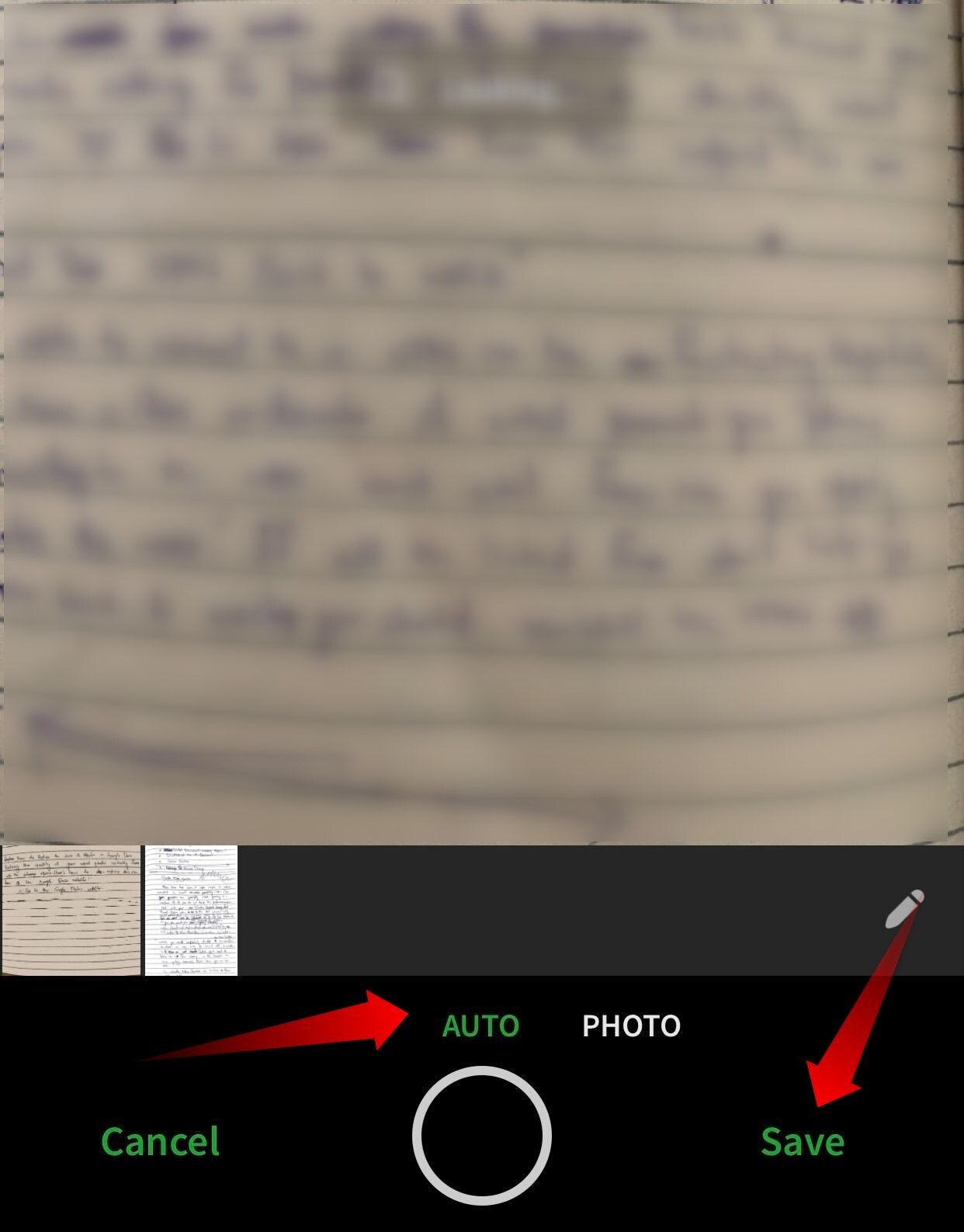 Scanning handwritten notes in Evernote.