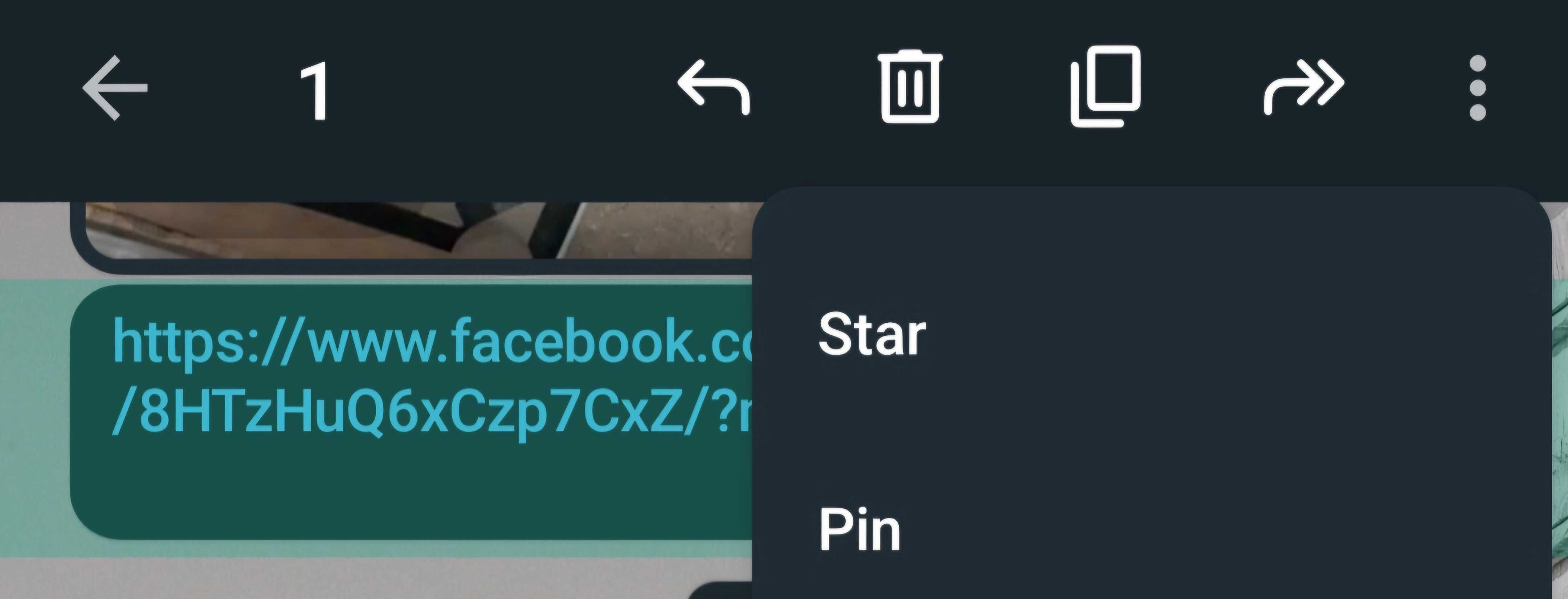 Pinning a message in the WhatsApp app on Android