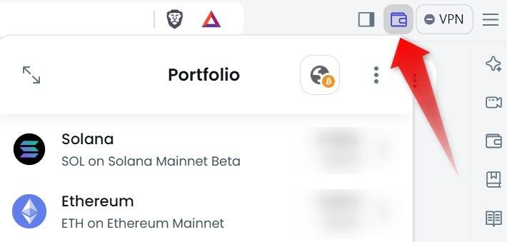Using the Brave wallet in the Brave browser.