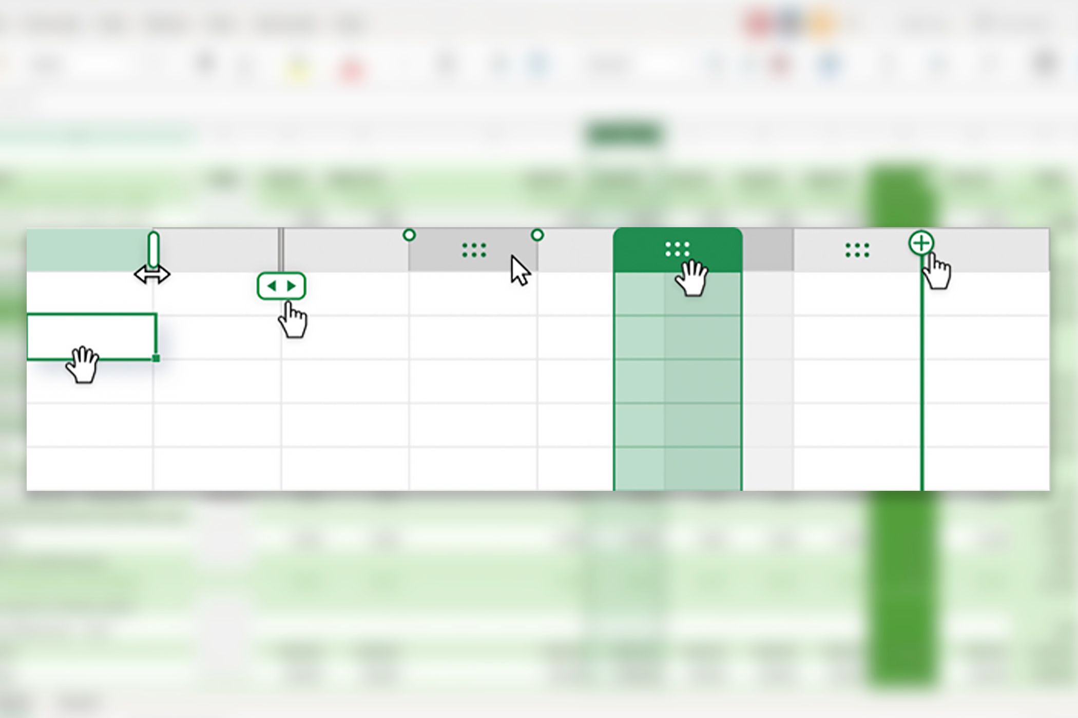 New mouse control options in web-based Excel.
