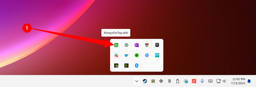 The icon turns green when the script is active. 
