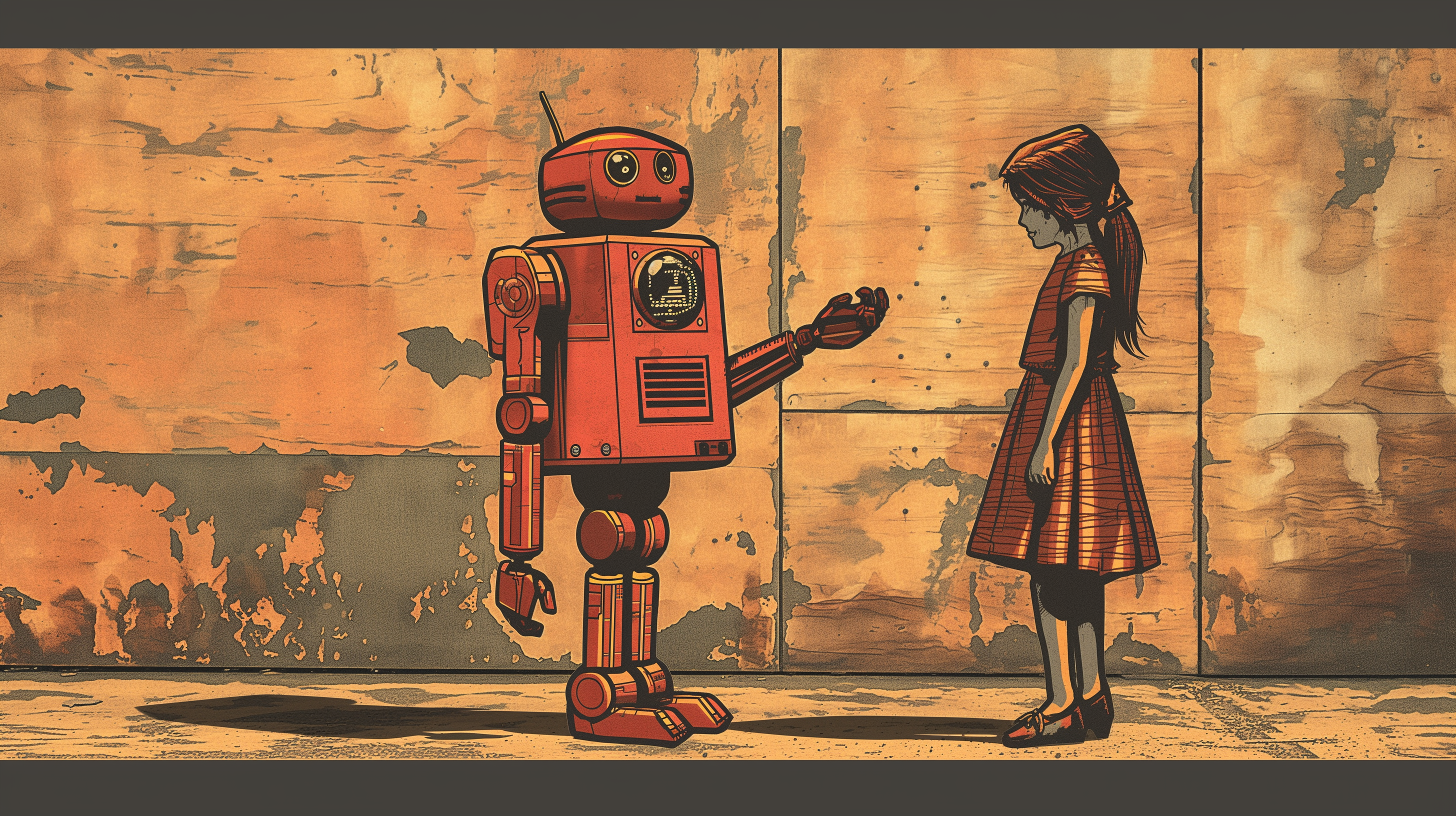 A robot talking to a little girl
