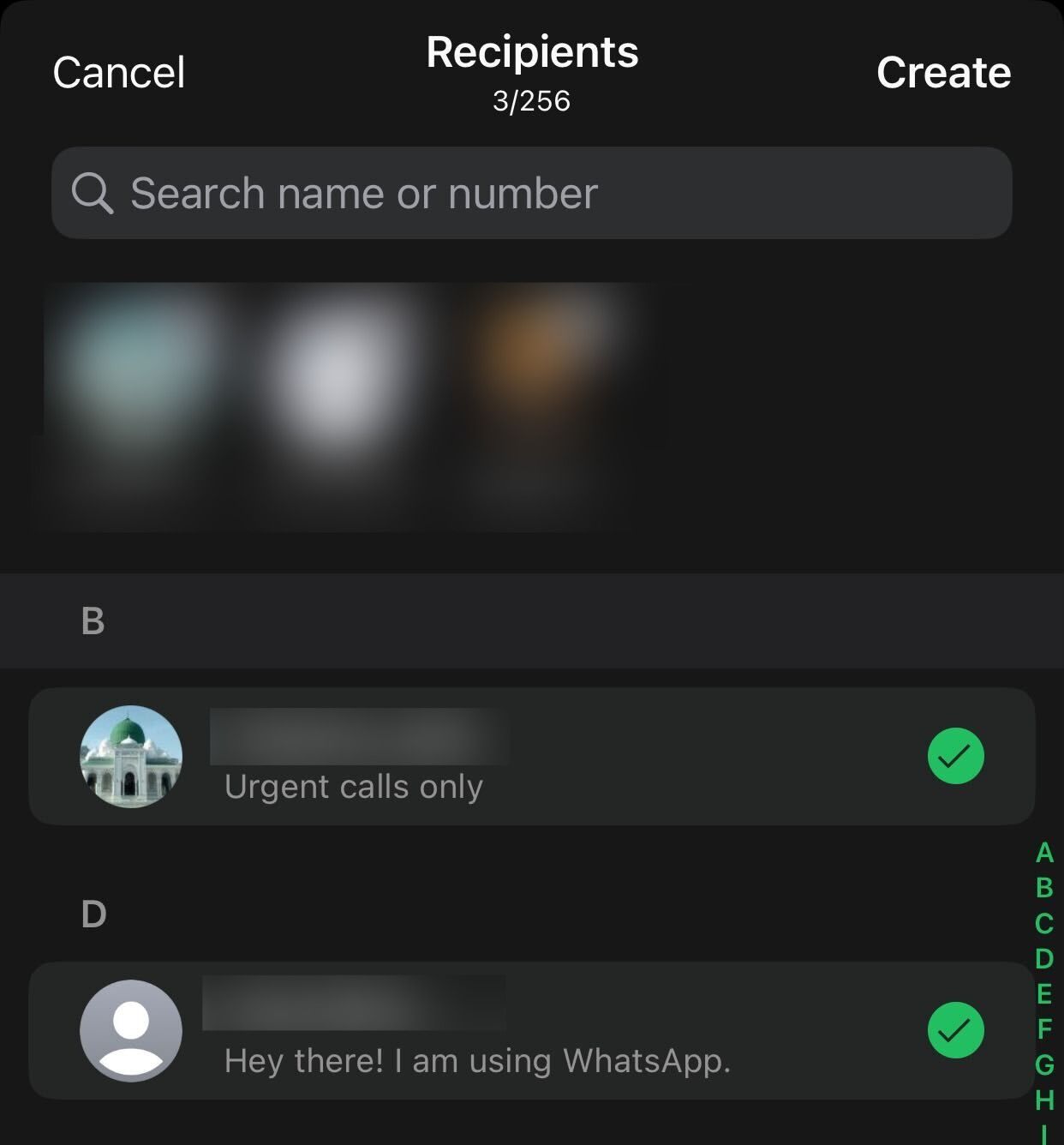Creating a new broadcast list in WhatsApp