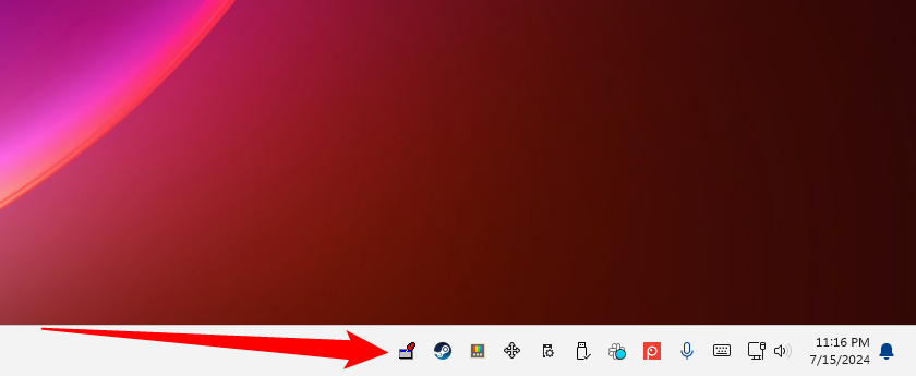 Note the pin icon on the taskbar. 