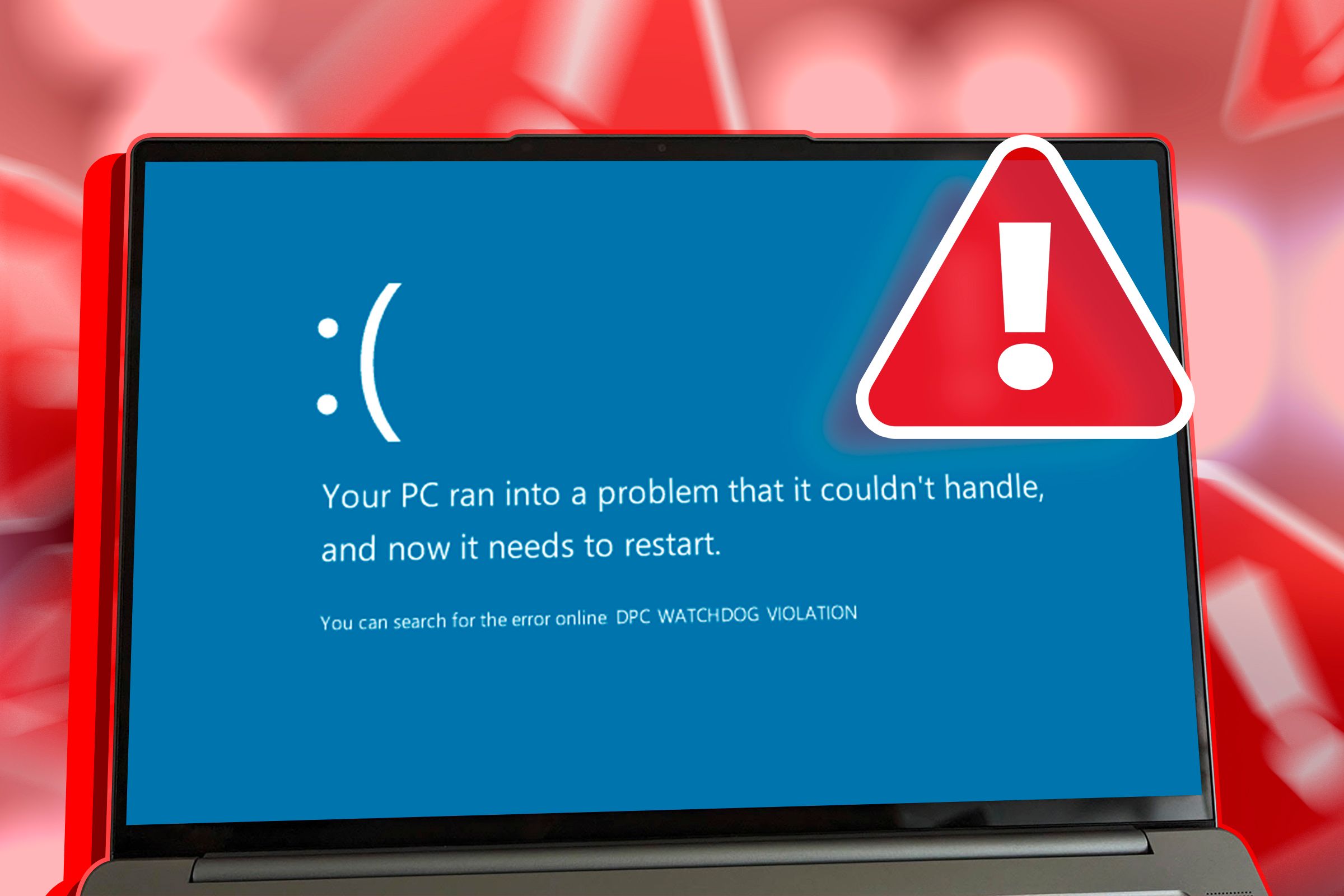 A Laptop with the blue screen error.