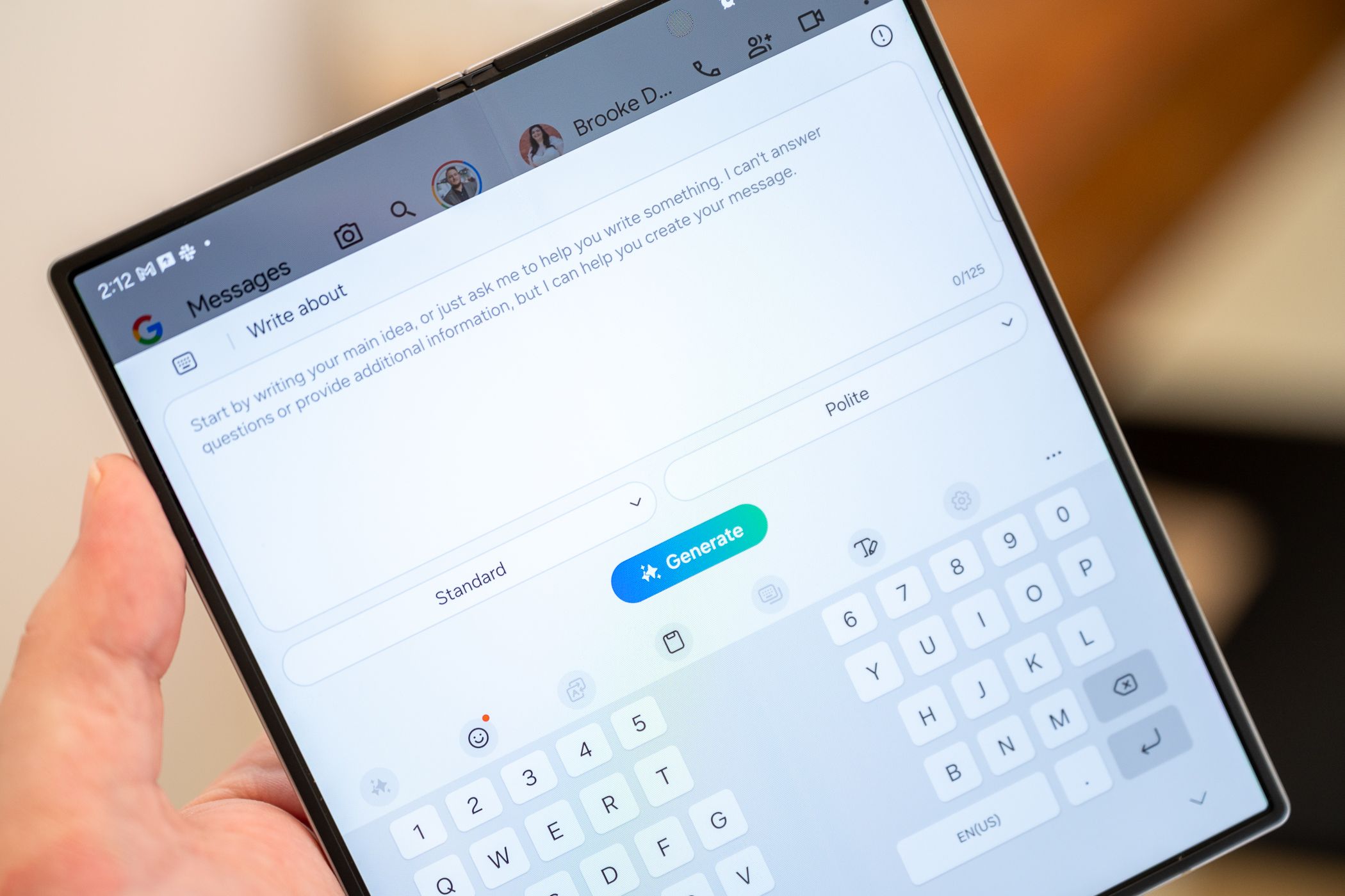 AI Composer in the Messages app on the Samsung Galaxy Z Fold 6