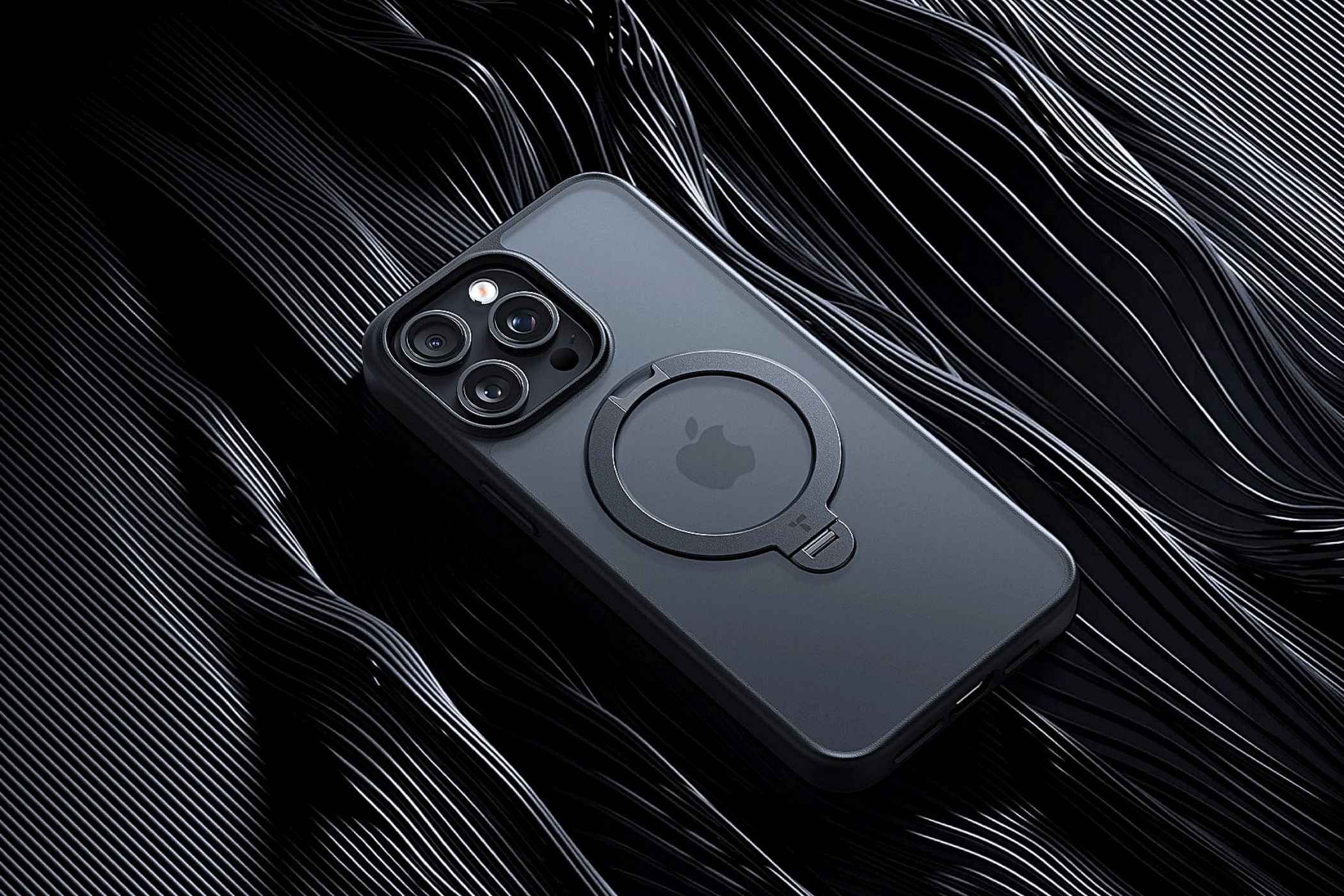 An Ostand Spin case on an iPhone