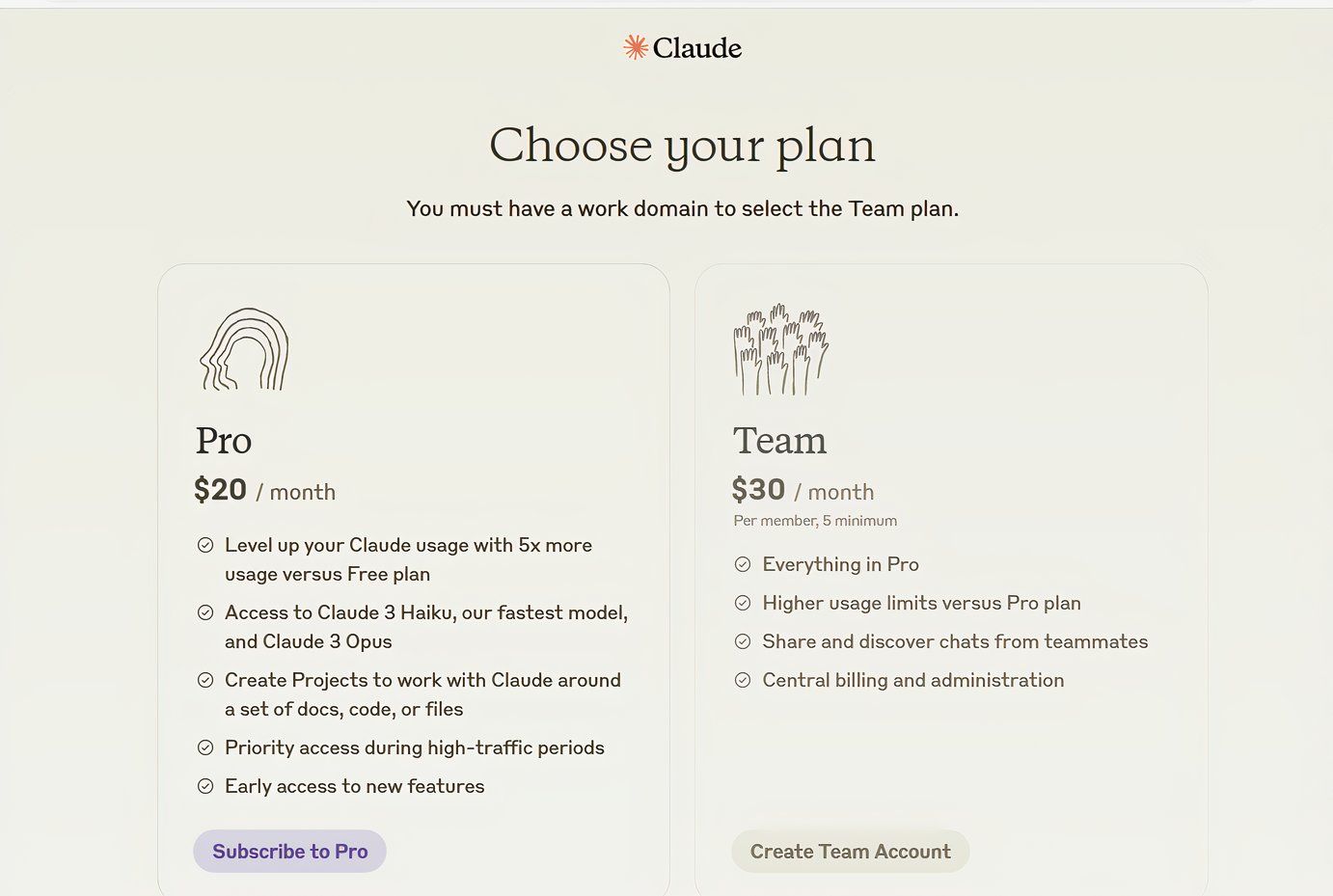 Claude Pricing page