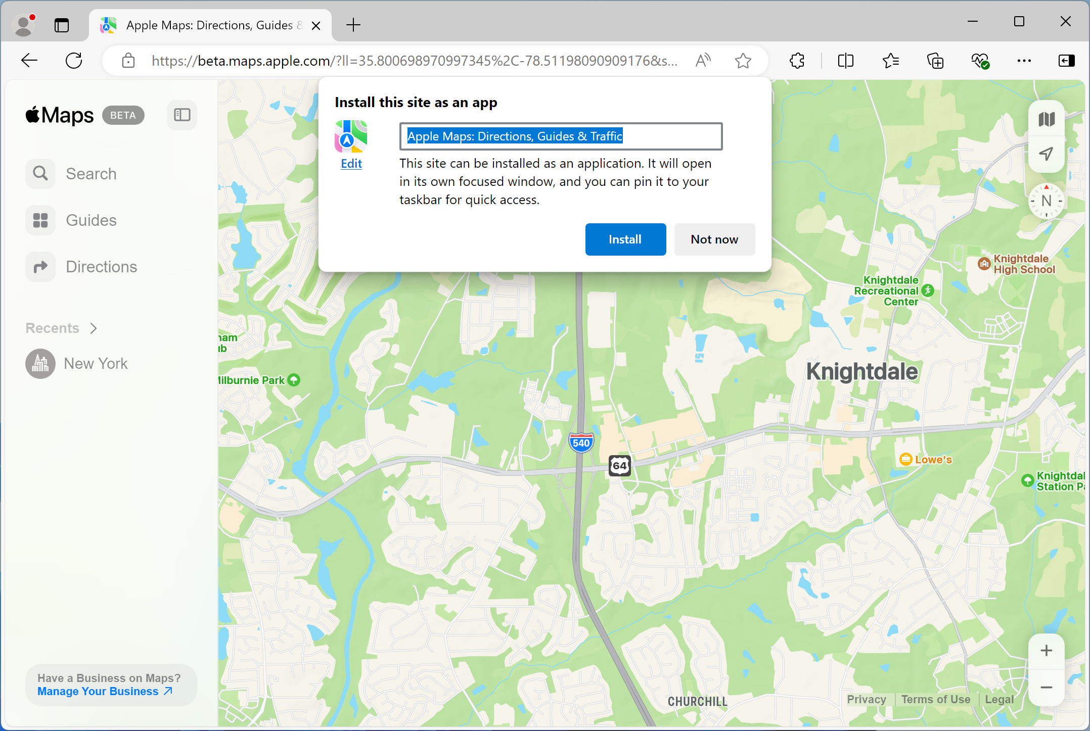Confirmation for Apple Maps installation in Windows