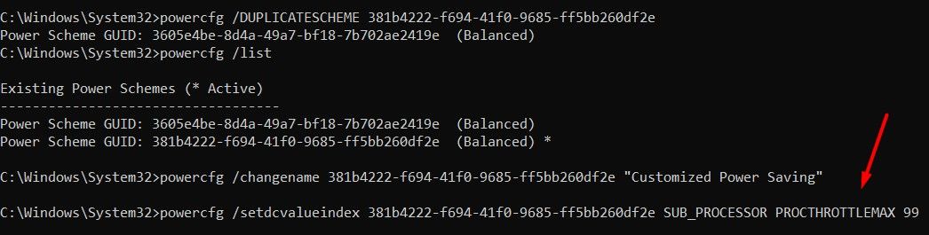 Command for efficiency cores in CMD.