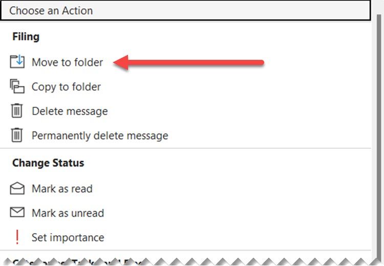 Creating a new Quick Step in Microsoft Outlook.