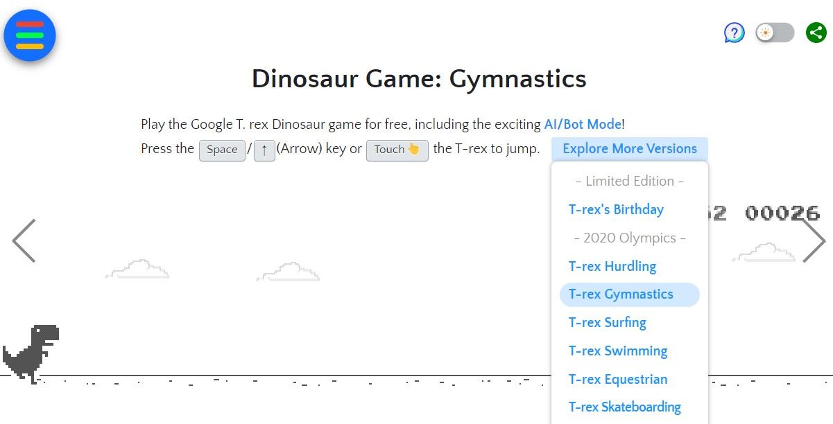 Dinosaur Game Easter Egg in Chrome.