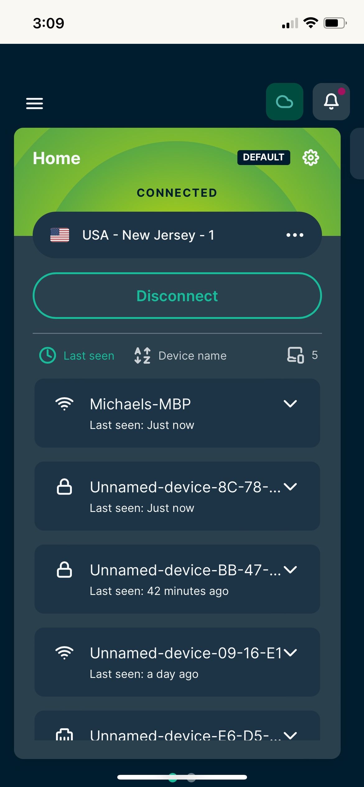 The ExpressVPN Aircove Go mobile settings
