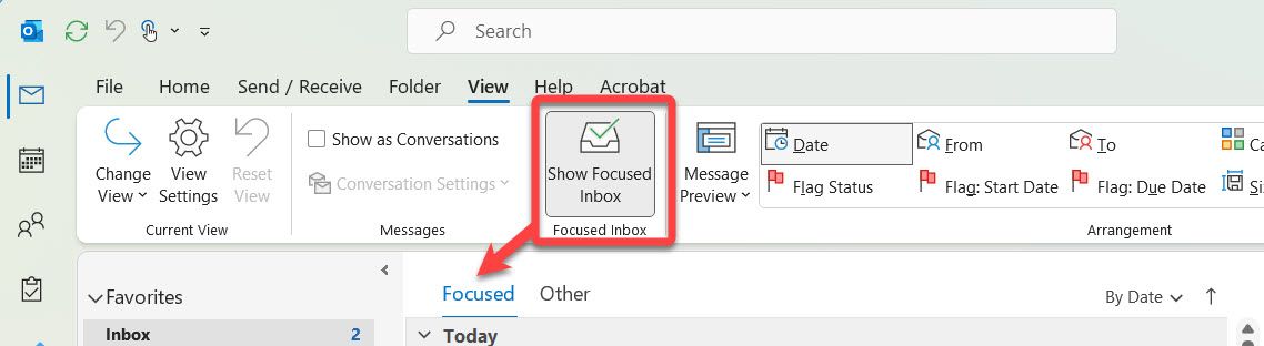 Outlook's Focused Inbox option.