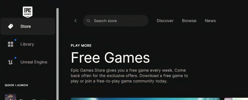 Free games in the Epic Games Store.