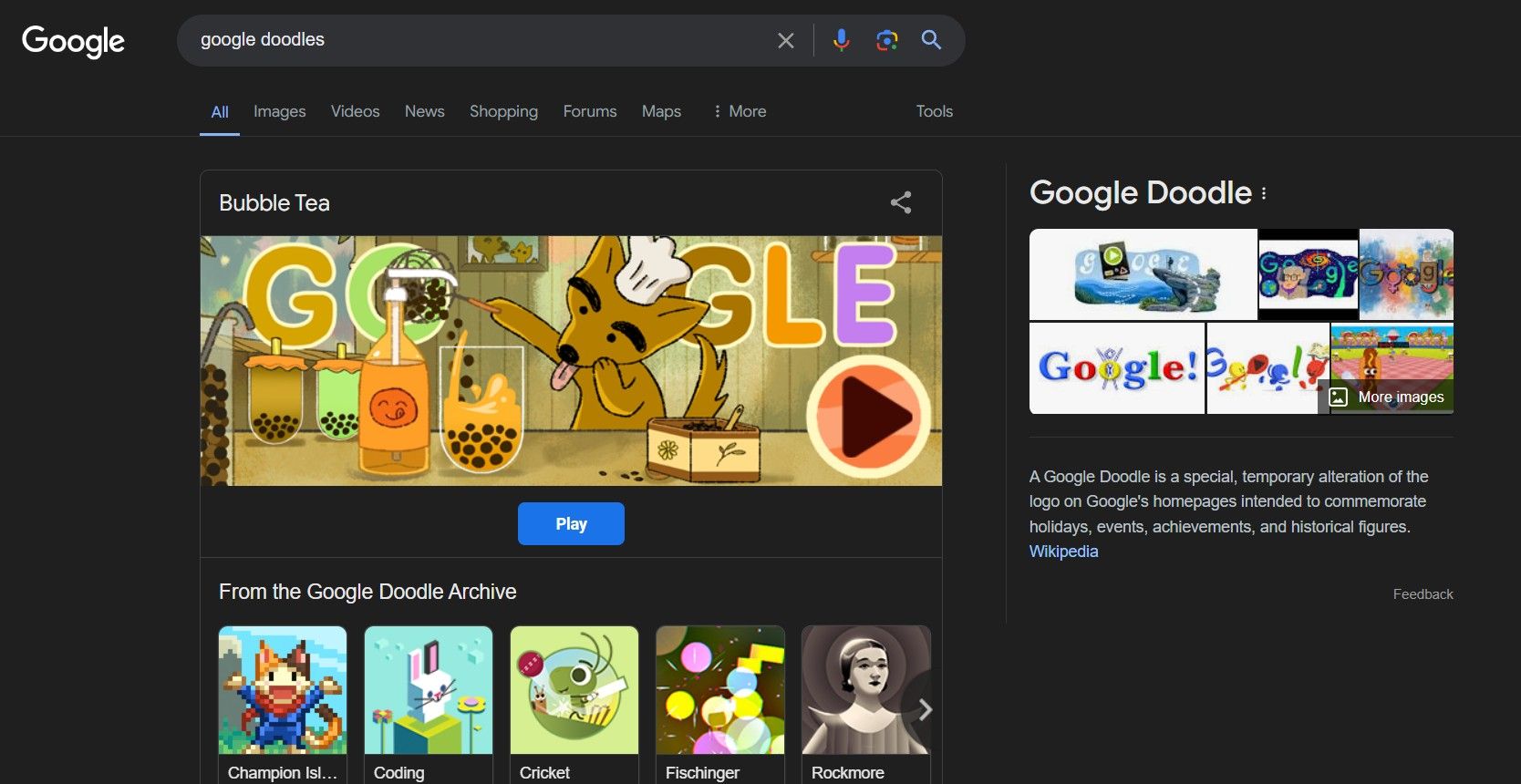 Google Doodles Easter Egg in Chrome.