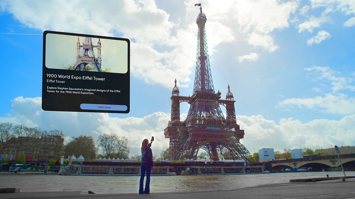 Google Maps AR experience for the Eiffel Tower in Paris.