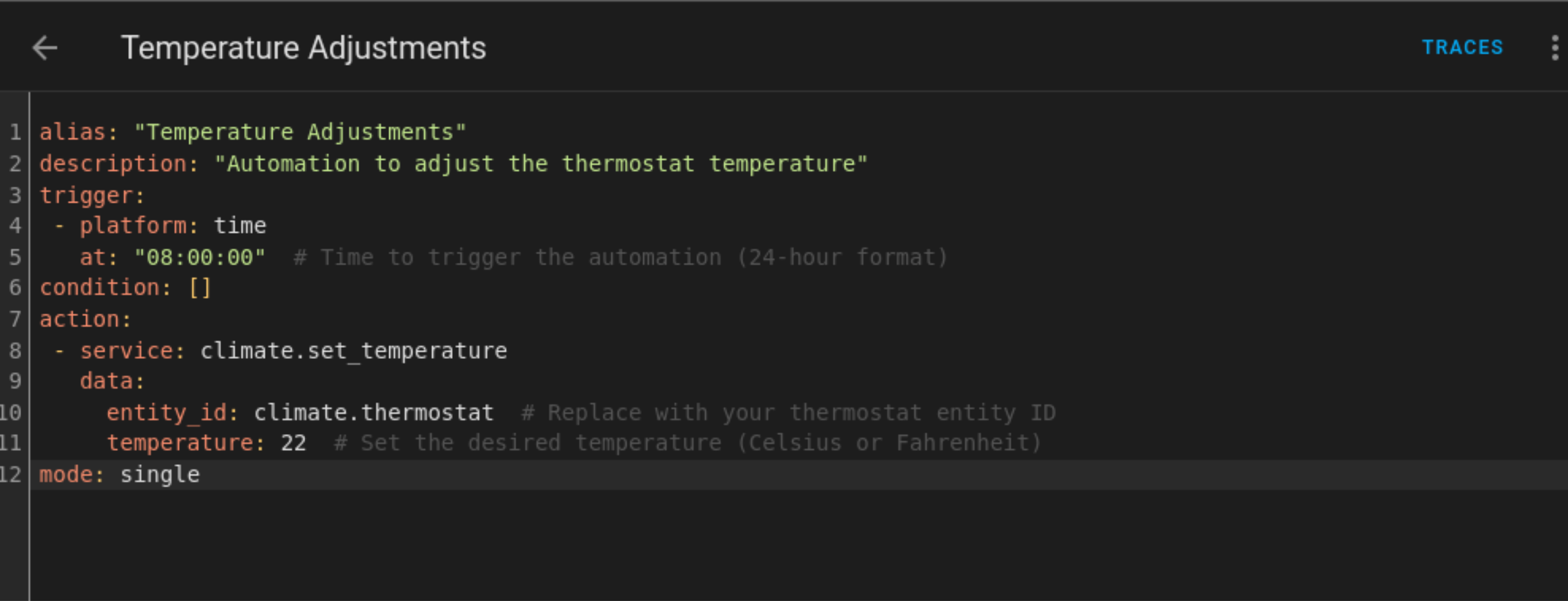 Home Assistant automation for thermostat.