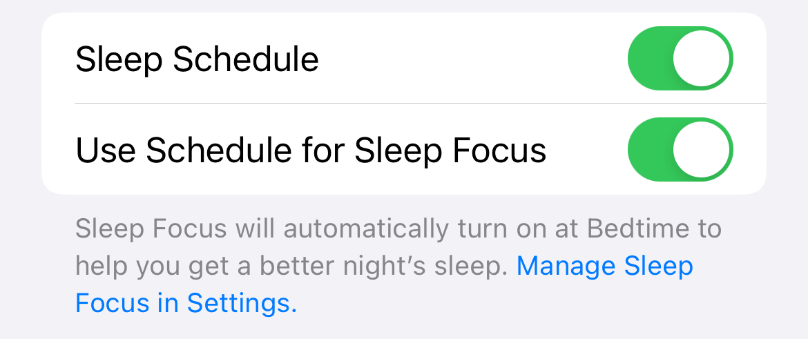 Make your sleep schedule mirror your Sleep Focus.