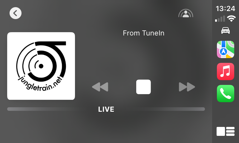 Apple Music Now Playing screen while streaming internet radio.