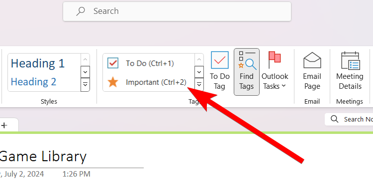 The "Important" tag in OneNote.