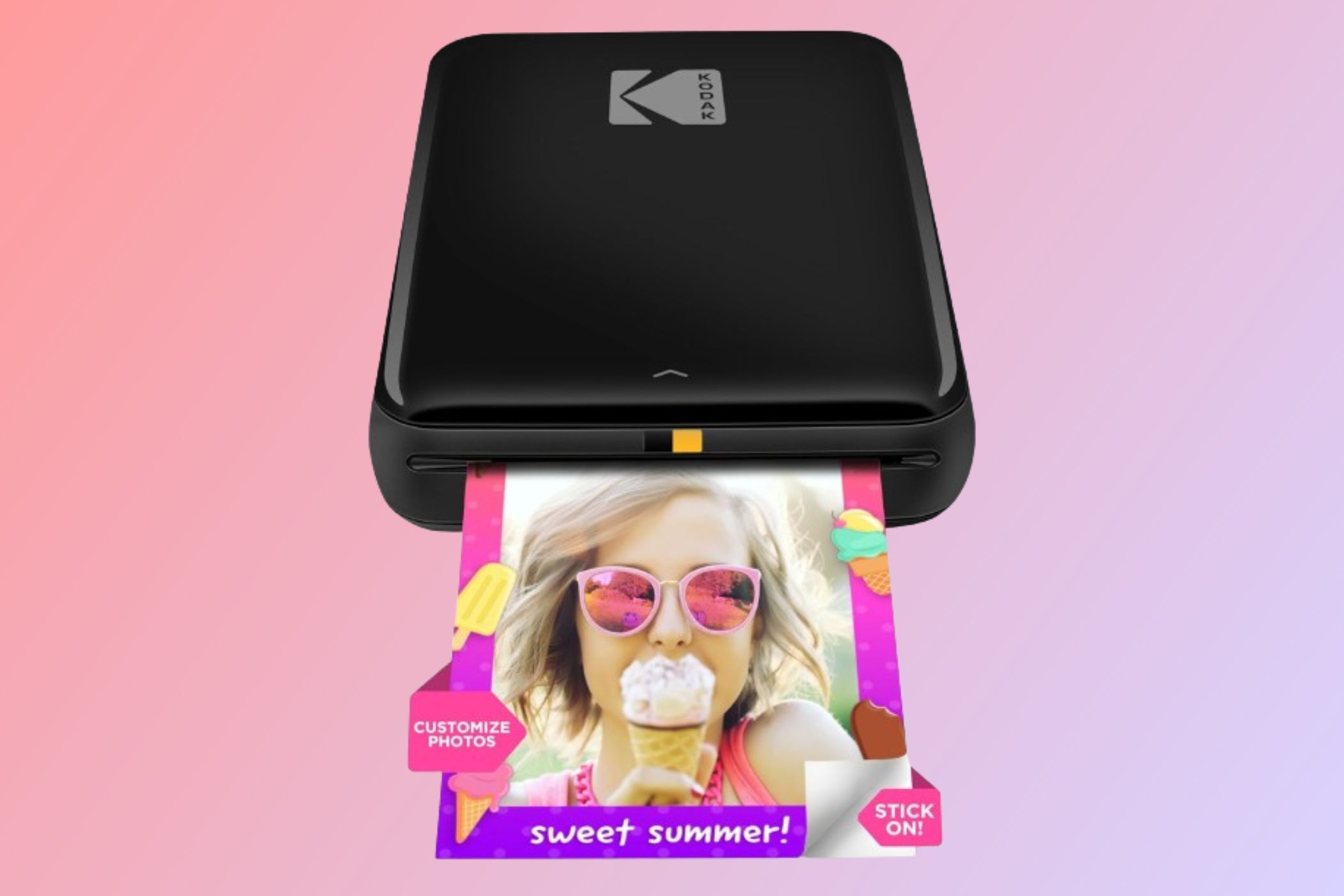 KODAK Step Instant Photo Printer on a gradient background