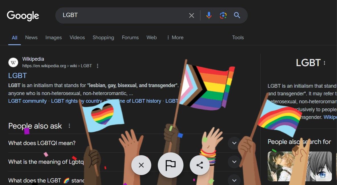 LGBT Google Easter Egg.