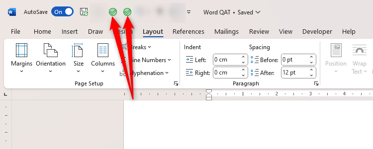 Macro buttons in Word's Quick Access Toolbar.