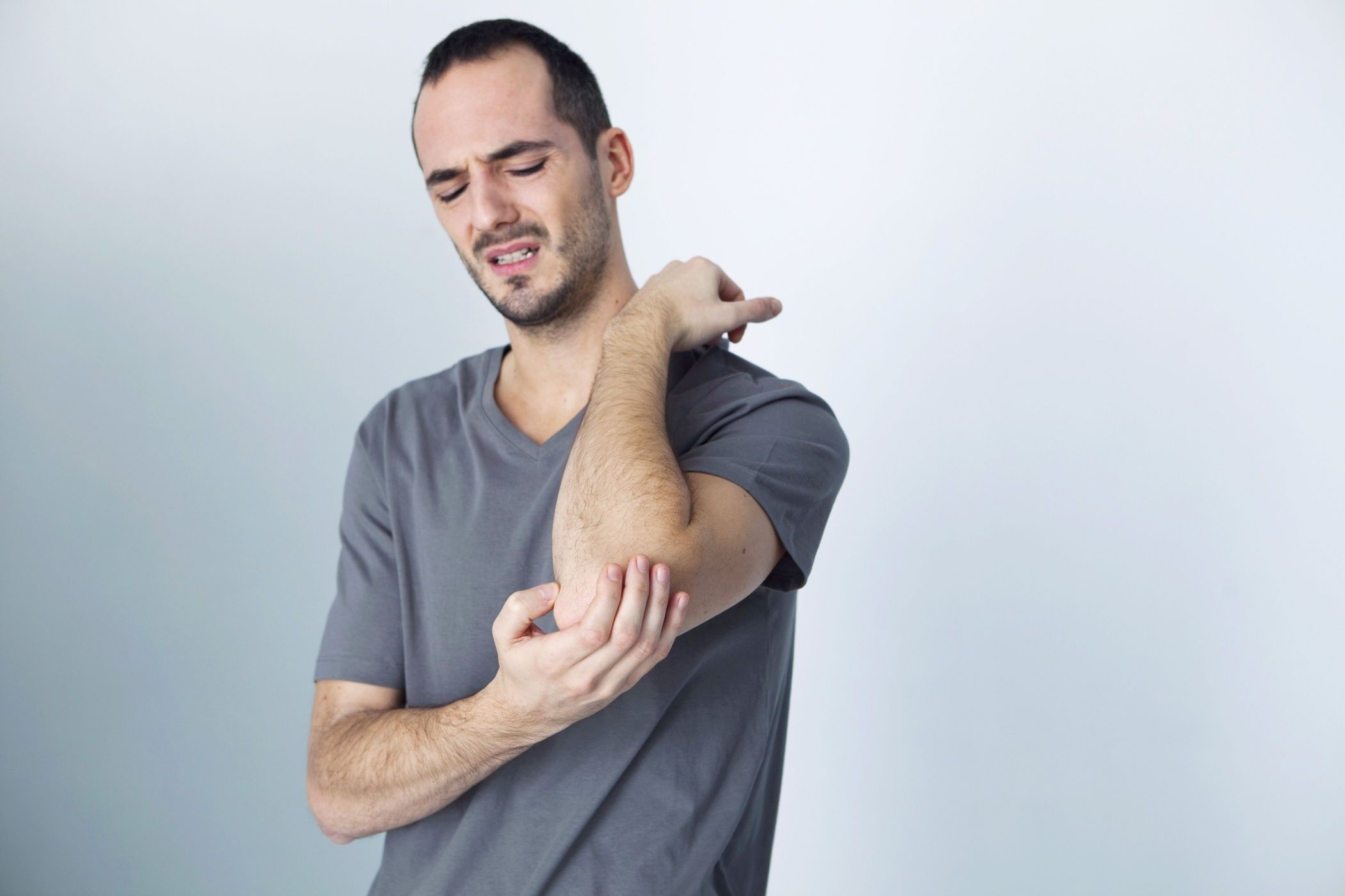 Man with painful elbow