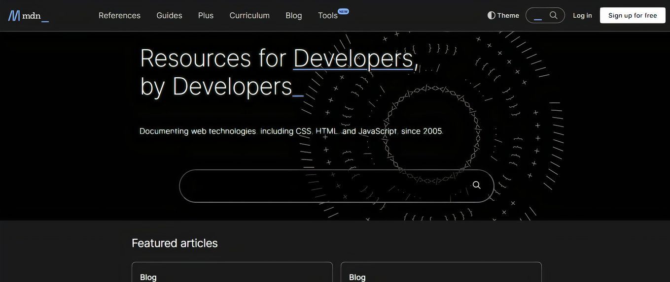 MDN Web Docs landing page