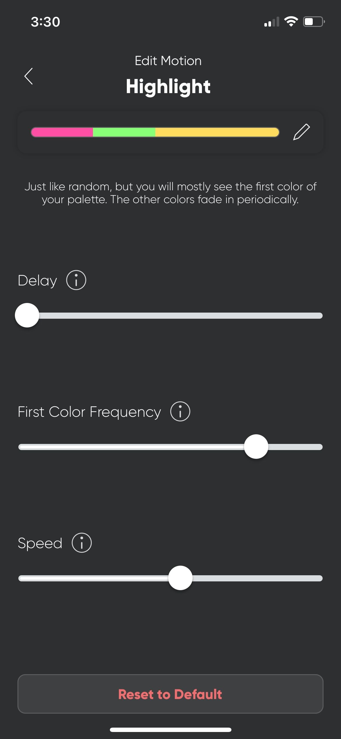 Highlight controls in the Nanoleaf app