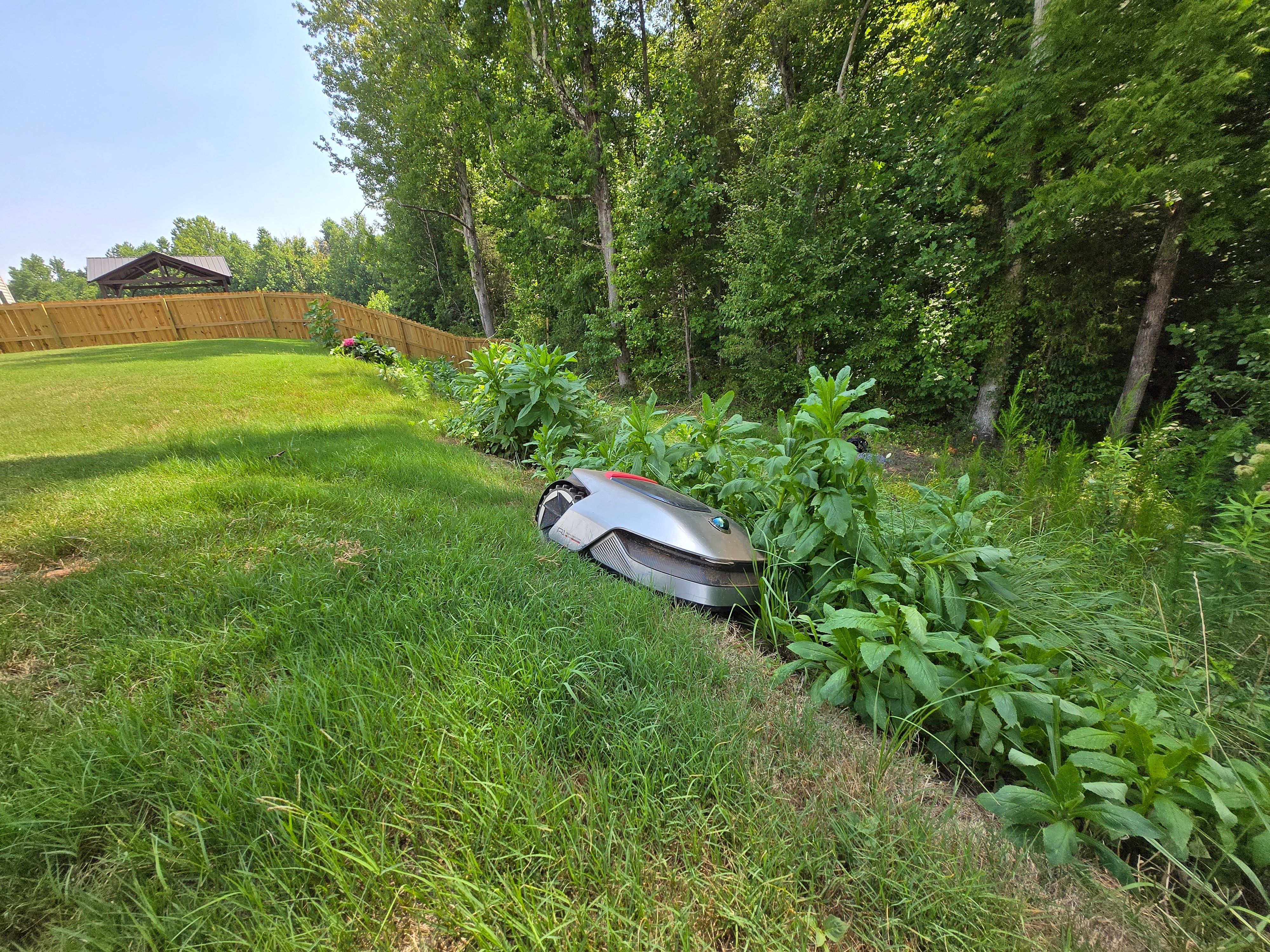 Outdoor shot of a robot mower taken on the ultrawide camera on the Samsung Galaxy Z Fold 6