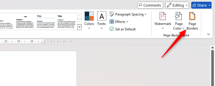 Word's Page Borders button.
