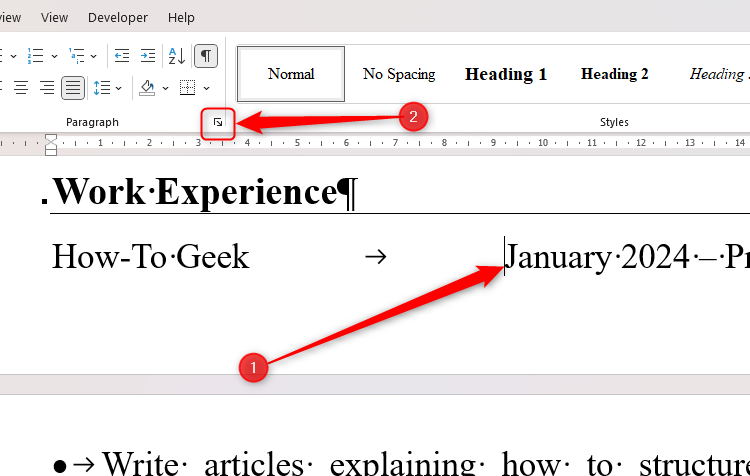 Word's Paragraph Settings icon.