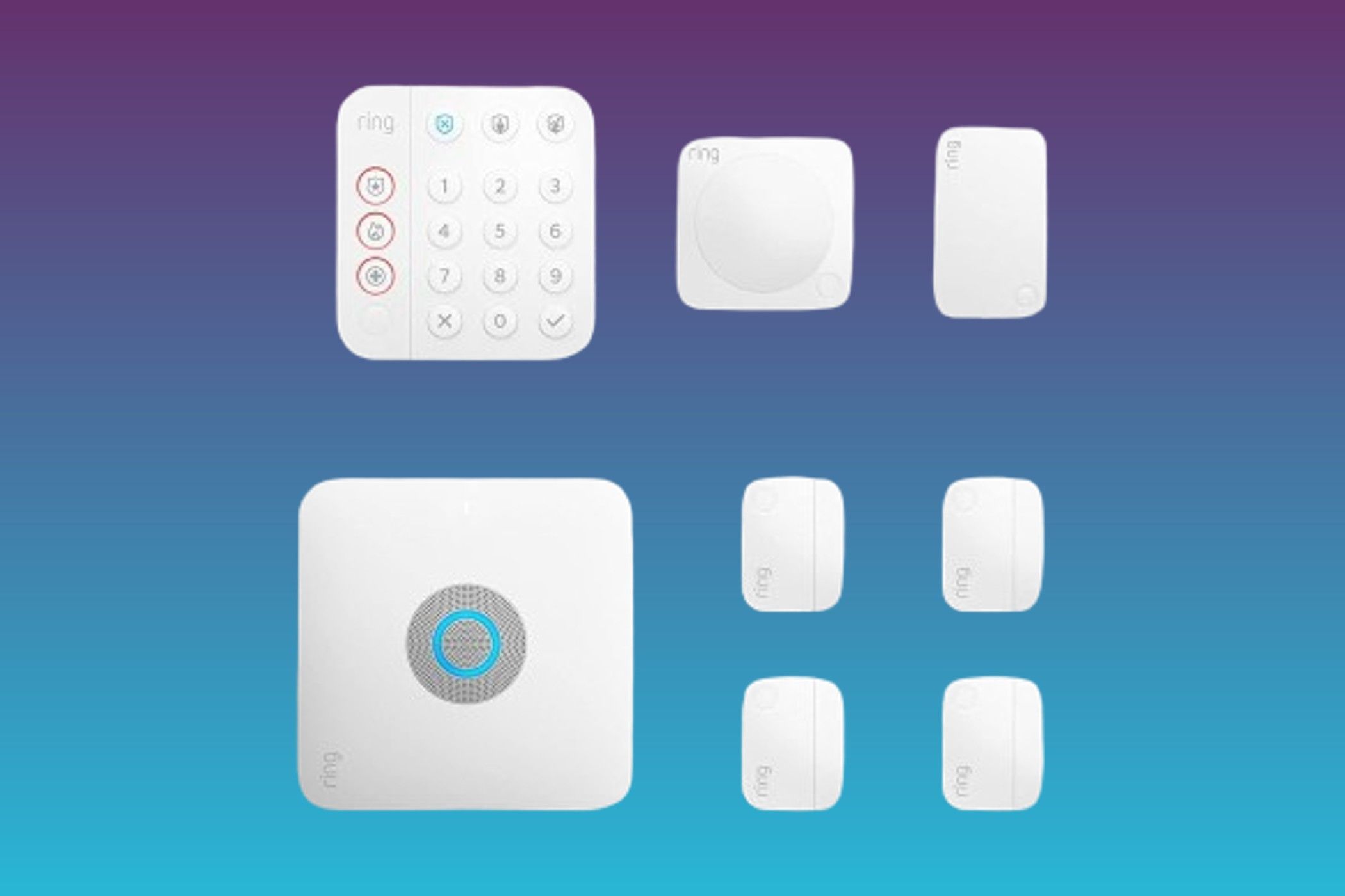 Ring Alarm Pro 8-Piece Security System on a gradient background