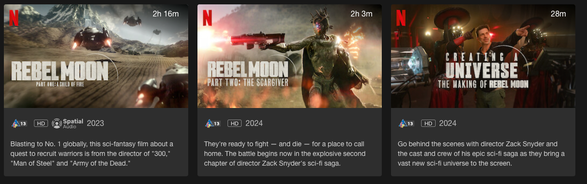 Netflix's Rebel Moon special features documentary