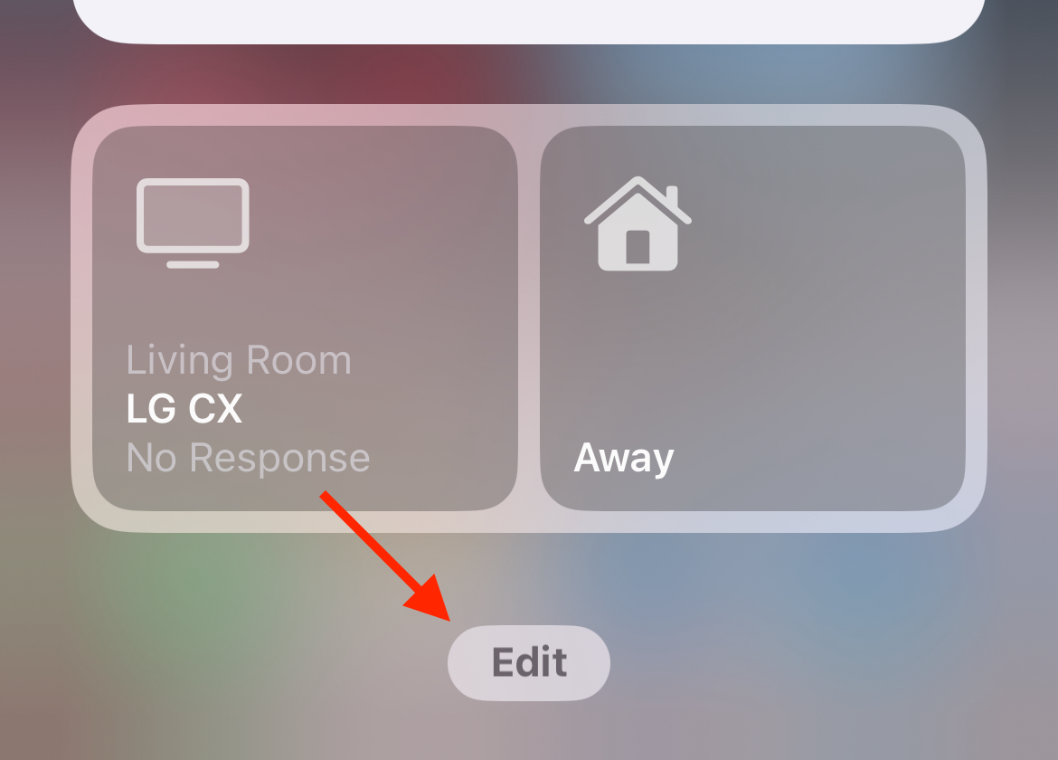 The "Edit" button on the iPhone widgets screen.