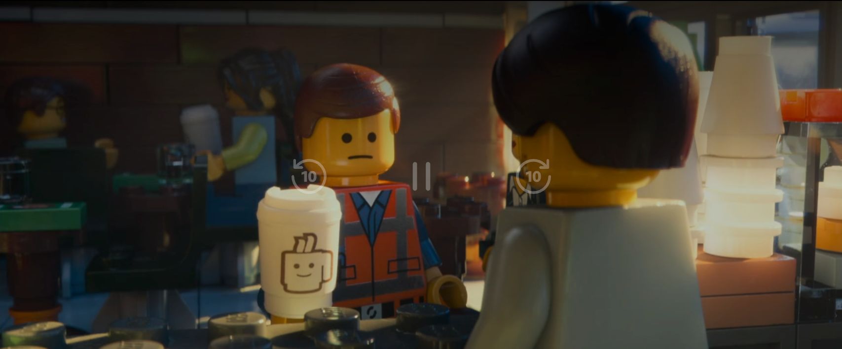 Coffee shop scene from the LEGO movie.