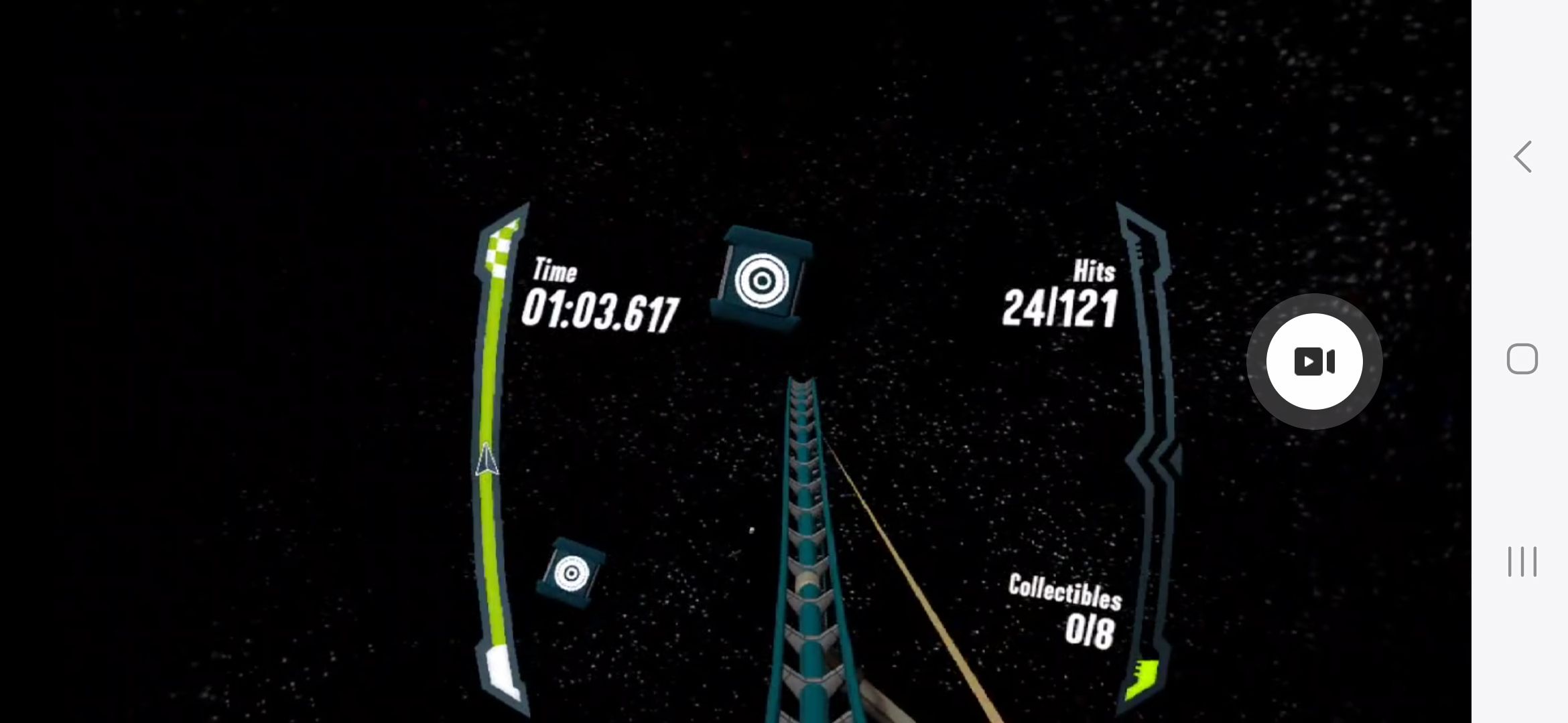 Screenshot of shooting mode of Epic Roller Coasters