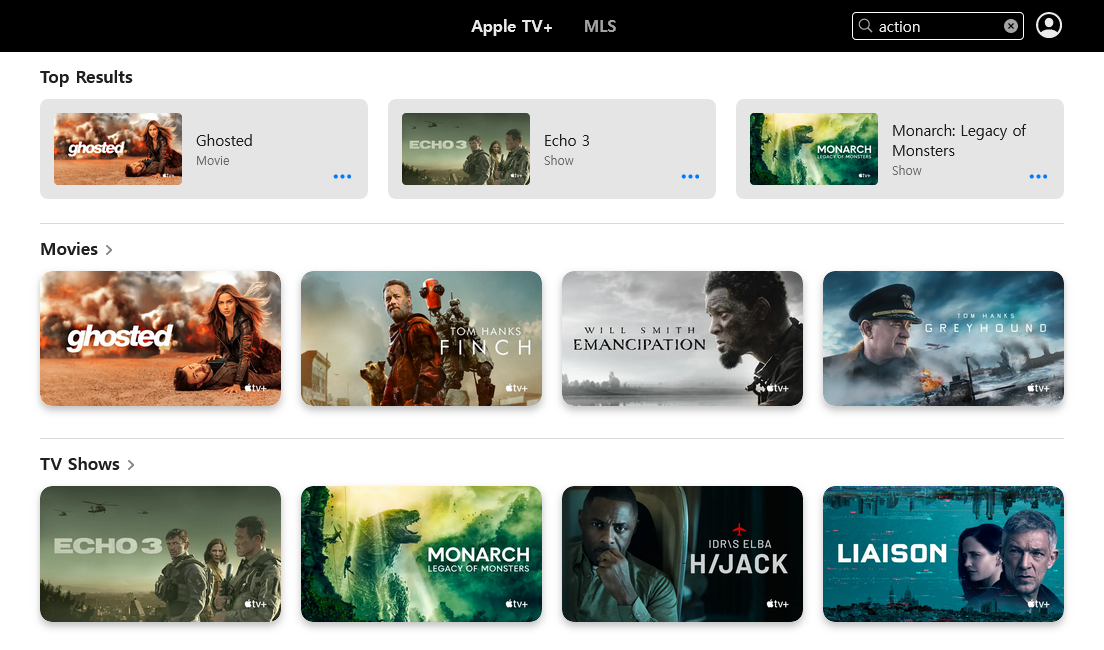 Searching on Apple TV+.