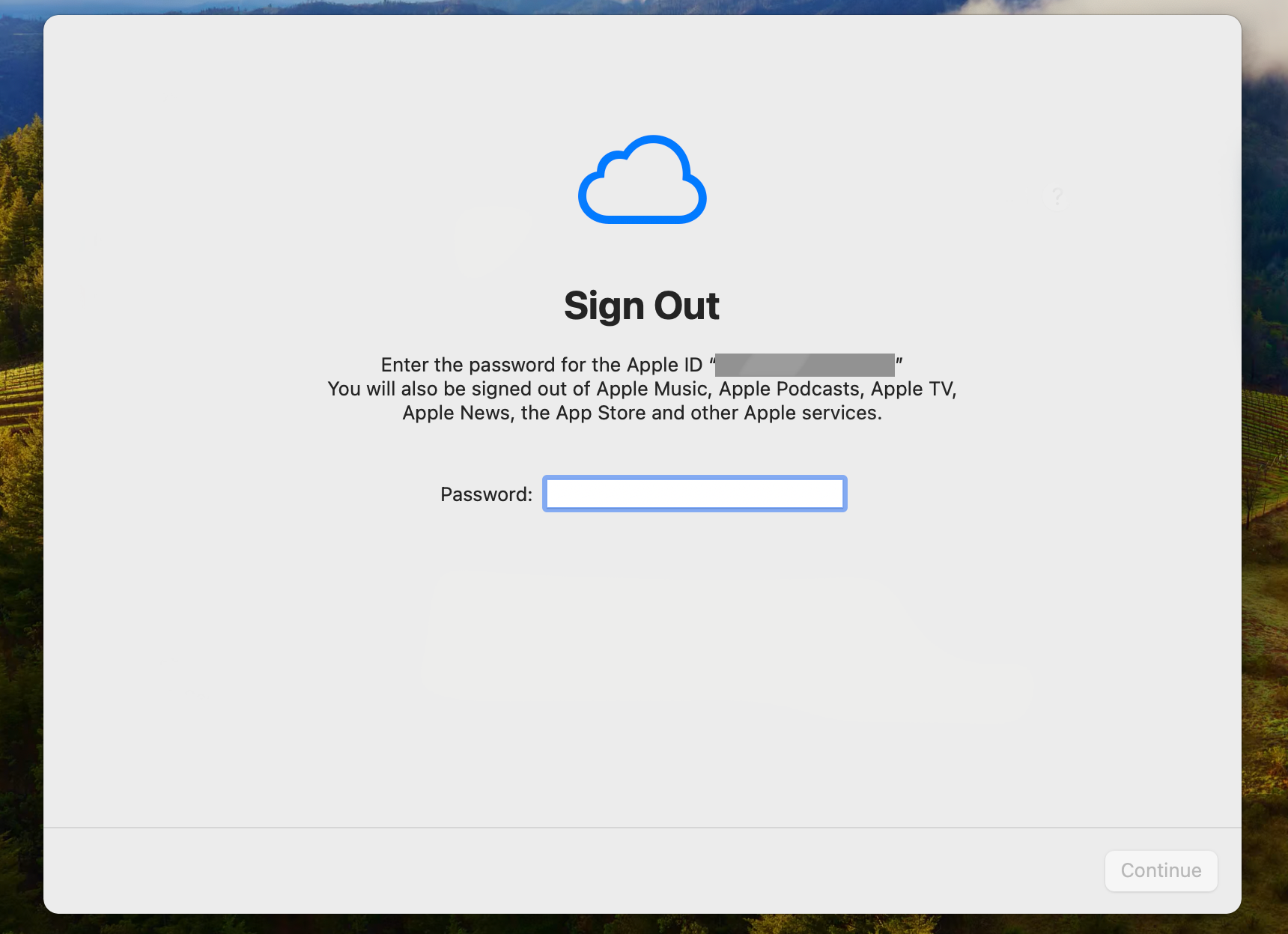 Sign out from your Apple ID.