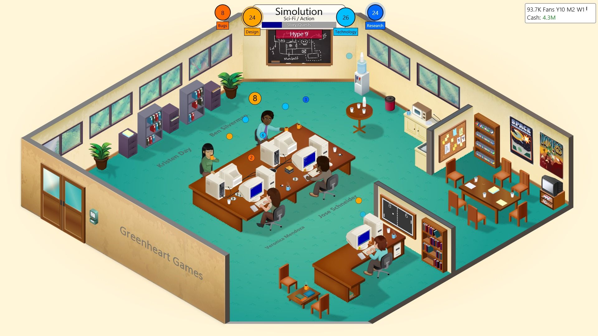 Screenshot of building a game in Game Dev Tycoon.