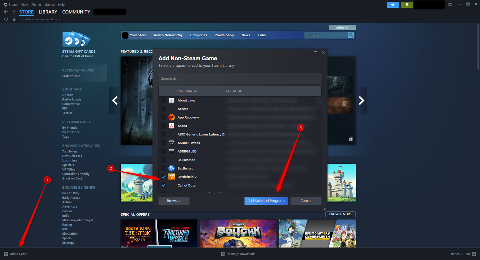 Adding a non-Steam Game to Steam.