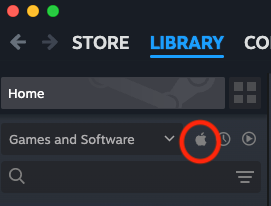 Steam for macOS showing the Apple logo toggle